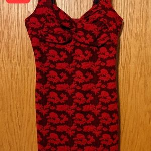 Red with red flower dress